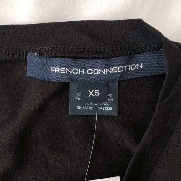 New French Connection Embroidered Eyelet Hem Short Sleeve Tee Black Size XS - Picture 13 of 16